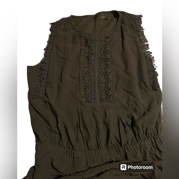 NWOT Loft small black lace adorned shorts romper with elastic waist. - Picture 3 of 7